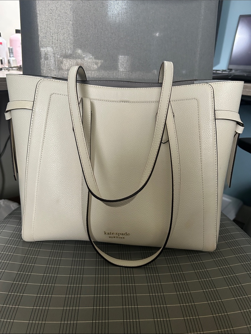 kate spade Ivory Pebbled Leather Tote